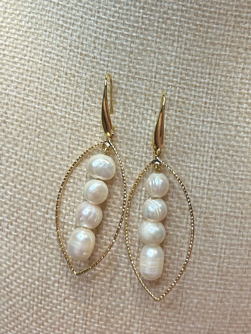 Freshwater Pearl beaded leaf Drop Earrings